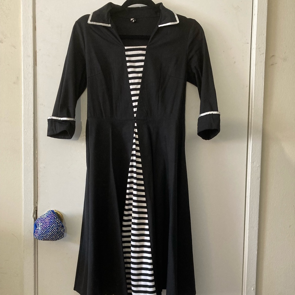 Mid length, black & white vintage dress, size small.